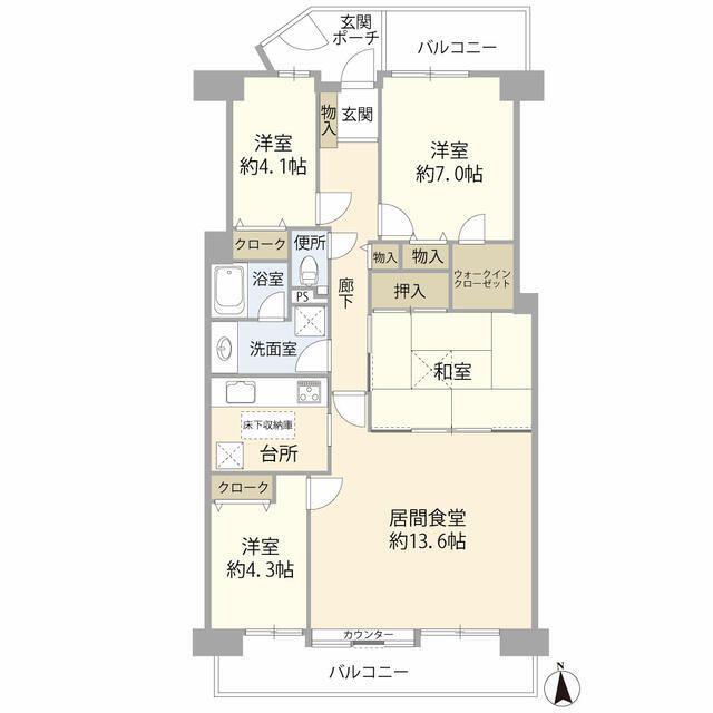 ツインシティ東砂アネックス(4LDK/11階)の間取り写真