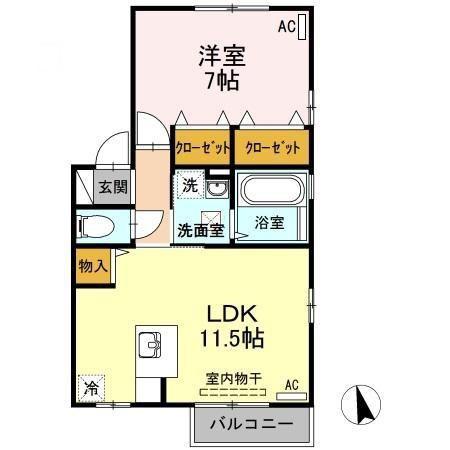 ヴィラ・メルベーユ(1LDK/2階)の間取り写真