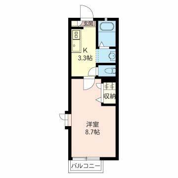 Kフラッツ(1K/2階)の間取り写真