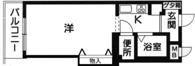 ジュネス新在家(ワンルーム/2階)の間取り写真