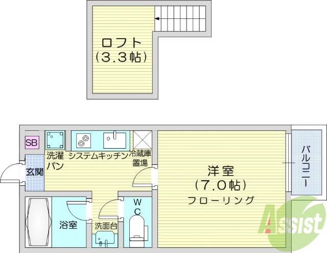アスコット原町4丁目(1K/1階)の間取り写真