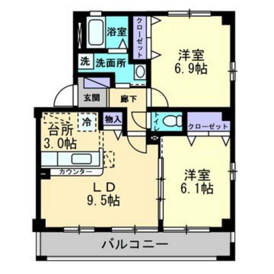 シャルム(2LDK/2階)の間取り写真