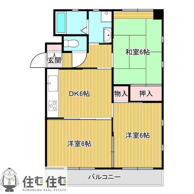 ゼフィール大清水(3DK/1階)の間取り写真