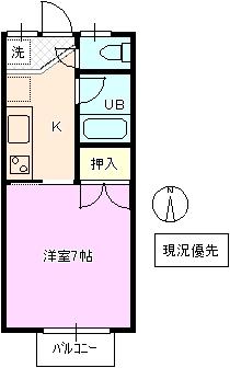 コーポアオキ(1K/2階)の間取り写真