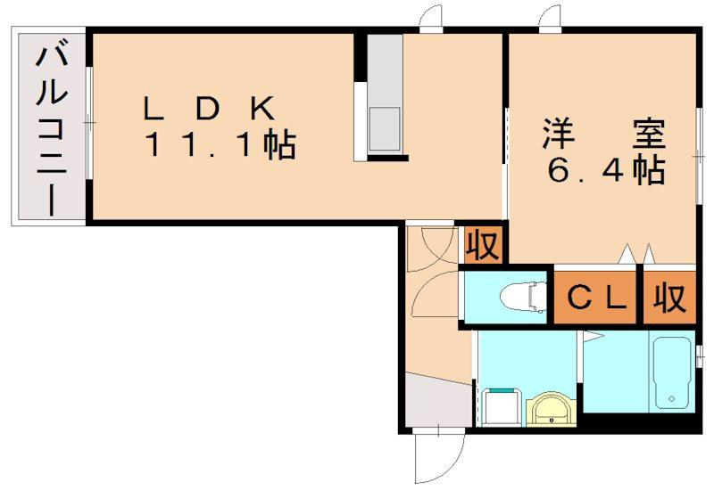 花みずき弐番館(1LDK/2階)の間取り写真