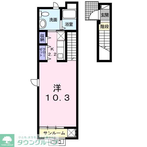 スギート(1K/2階)の間取り写真
