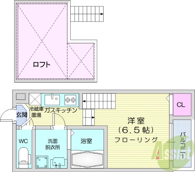 KMDハウス(1K/1階)の間取り写真
