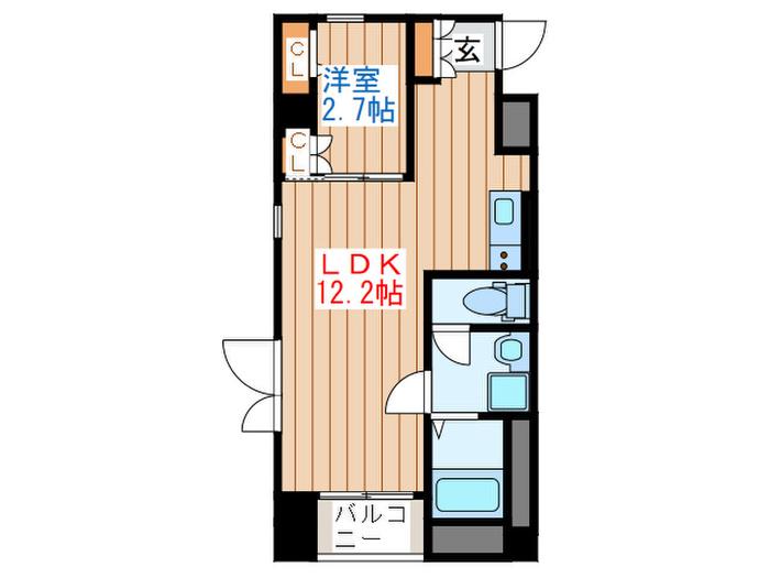 J-010上杉(1LDK/3階)の間取り写真