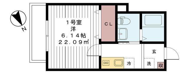グランビュー船堀(1K/1階)の間取り写真