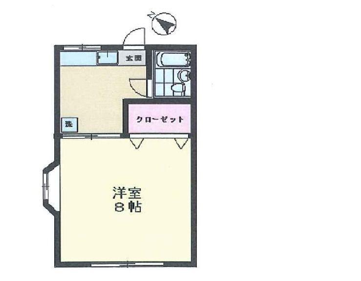 グリーンハイム烏山(1K/1階)の間取り写真