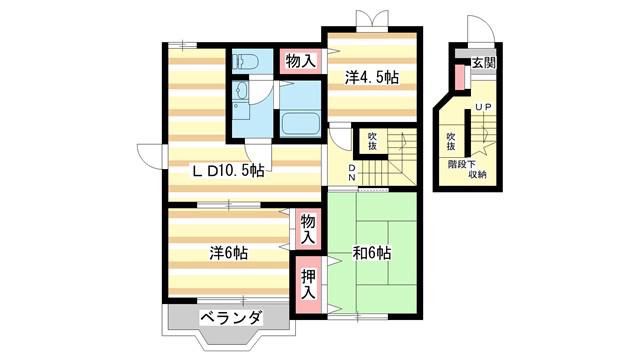ウイングヒルズII(3LDK/2階)の間取り写真