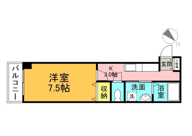 アポイントビル宇品神田(1K/2階)の間取り写真