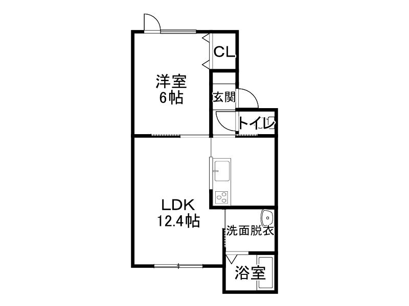 BELCASA(1DK/1階)の間取り写真