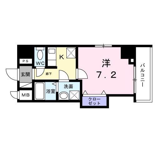 シエロ西竹の塚(1K/4階)の間取り写真
