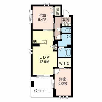 エスポアールII(2LDK/1階)の間取り写真