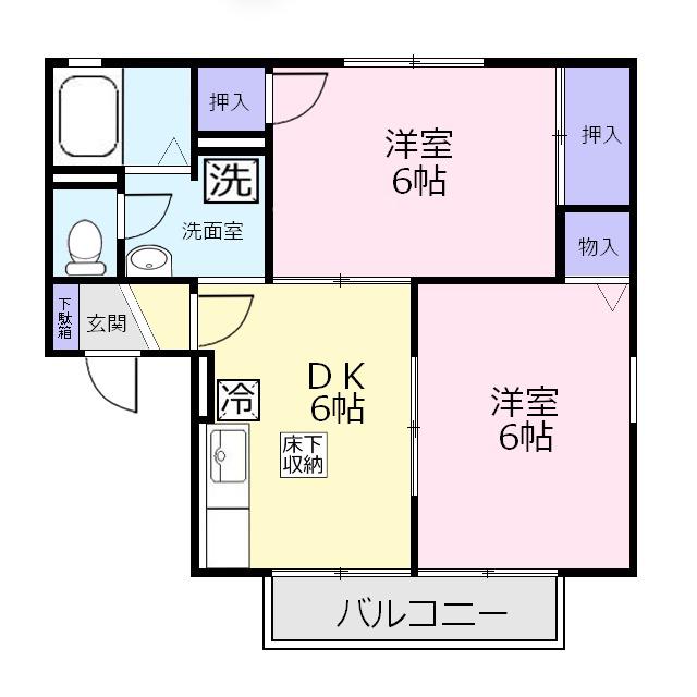ボナールU(2DK/1階)の間取り写真
