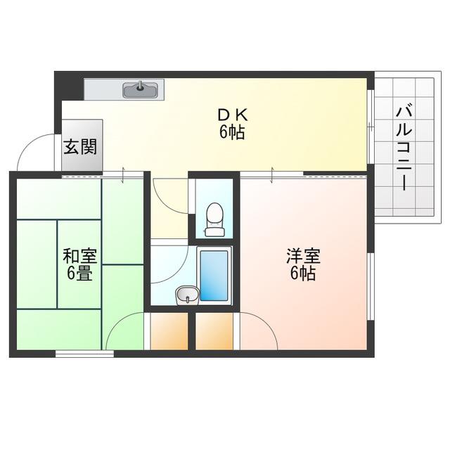 セントラル野里(2DK/4階)の間取り写真