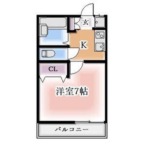 三立ハイツIII(1K/2階)の間取り写真