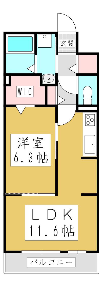KSパーシモン(1LDK/2階)の間取り写真