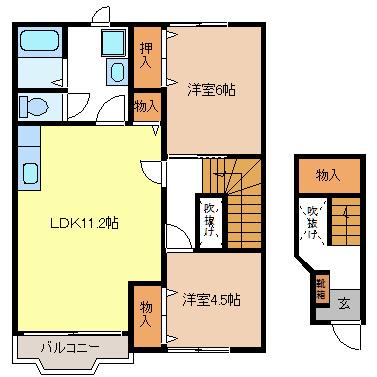 フォレスタA(2LDK/2階)の間取り写真
