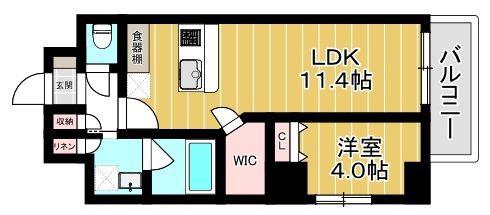 MUM蔵前(1LDK/4階)の間取り写真