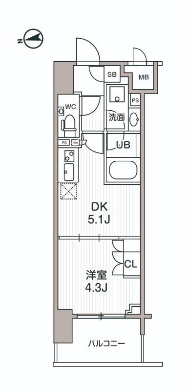 シーズンフラッツ大森エアリー(1DK/12階)の間取り写真