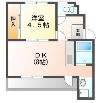 ドミールサニー緑町(1DK/1階)の間取り写真
