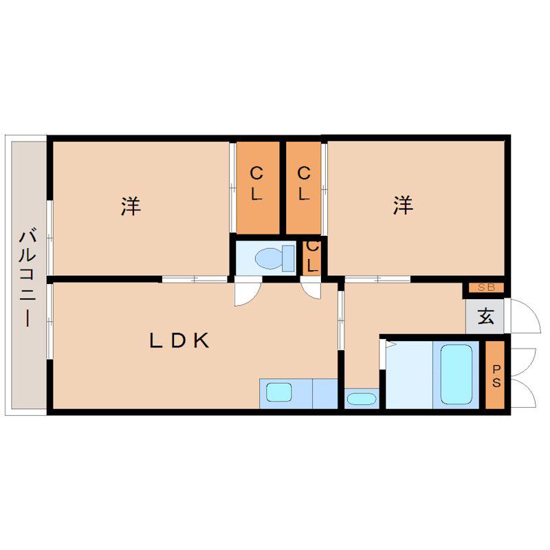 グランツ武庫川(2LDK/3階)の間取り写真