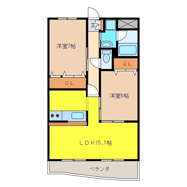 イーストオーク41(2LDK/2階)の間取り写真