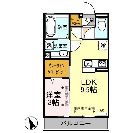 アルカサル(1LDK/2階)の間取り写真