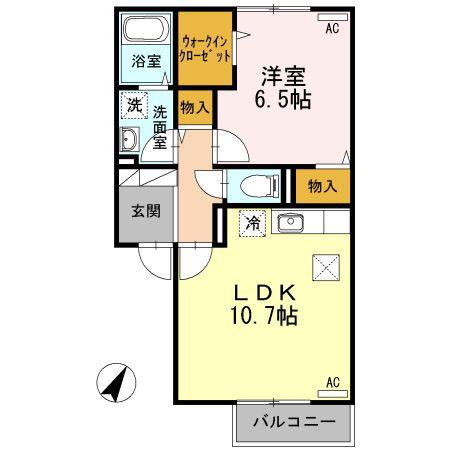 ジラソーレ(1LDK/1階)の間取り写真
