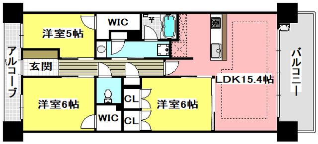 プレミスト茨木双葉町(3LDK/4階)の間取り写真