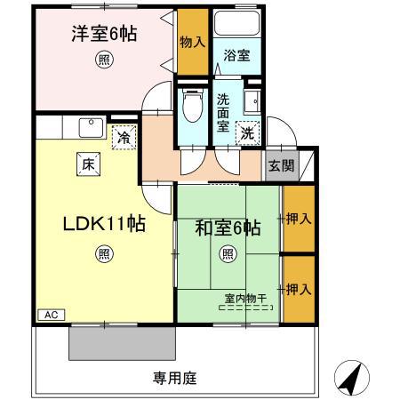 リッツハウス(2LDK/1階)の間取り写真