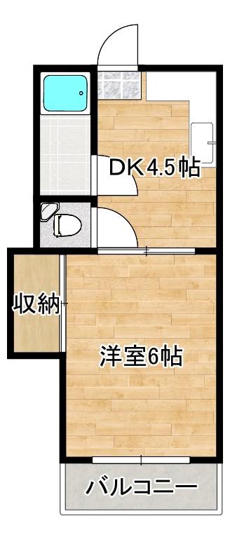葵コーポ(1DK/1階)の間取り写真