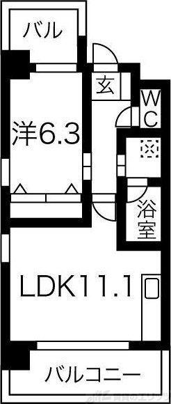 ARROW FIELDS 一番館(1LDK/7階)の間取り写真