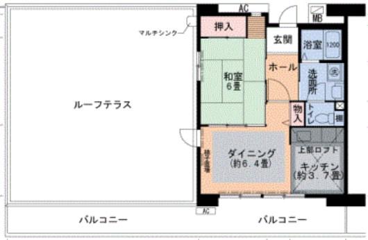 UR浜甲子園さくら街 6号棟(1DK/6階)の間取り写真