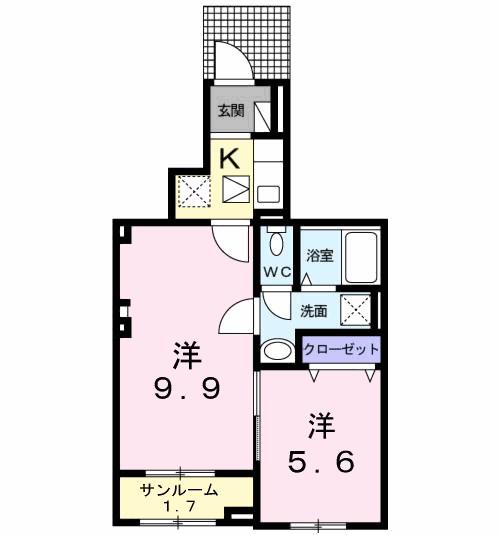 シャルマン A(2K/1階)の間取り写真