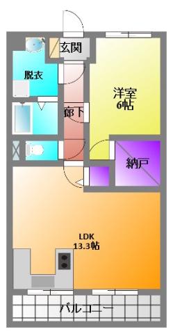 エルフィオーレ(1LDK/3階)の間取り写真