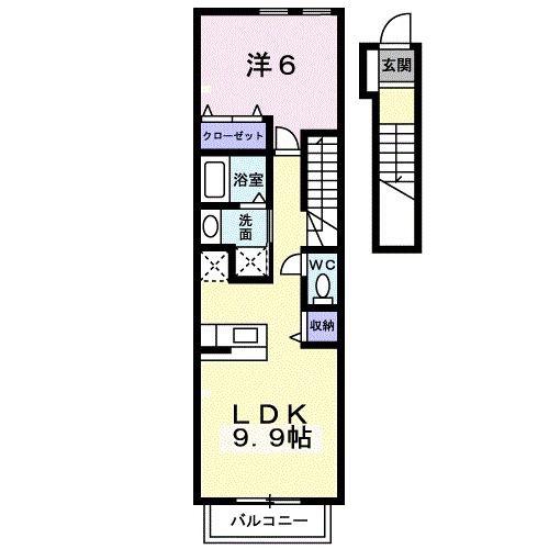 シャン・ミリューIIC(1LDK/2階)の間取り写真