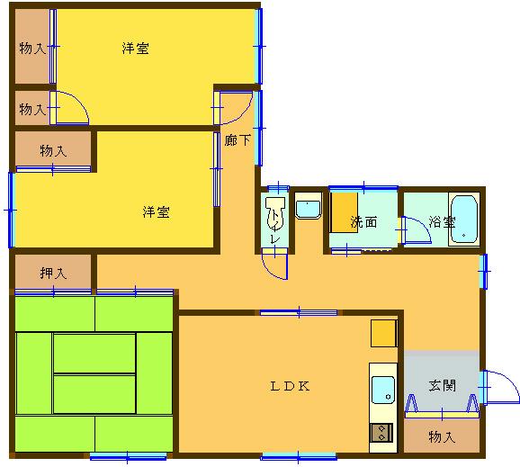 大山ハウス(3LDK/2階)の間取り写真