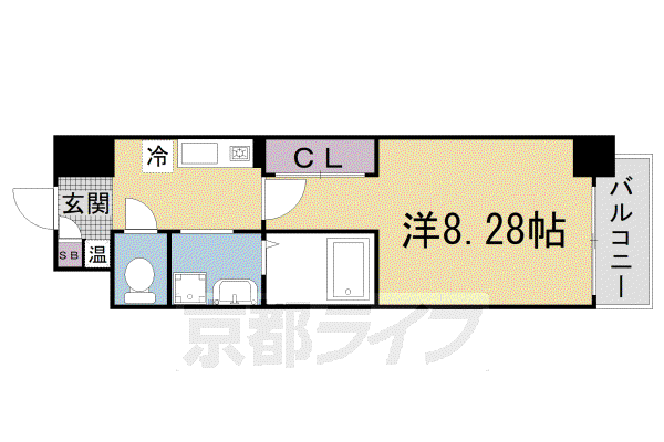 ファーストコート五条新町(1K/4階)の間取り写真