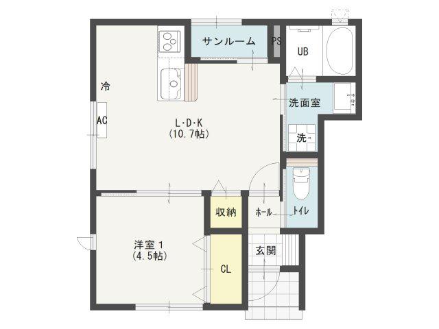 JEWEL TOWNV(1LDK/1階)の間取り写真
