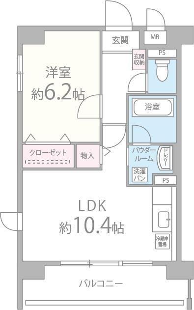 サクシード胤(1LDK/2階)の間取り写真