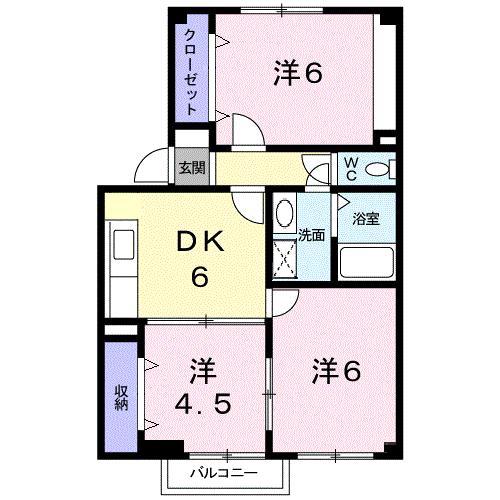 ヴィル・ブランシェ(3DK/1階)の間取り写真