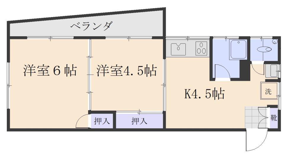 時ビル(1DK/3階)の間取り写真