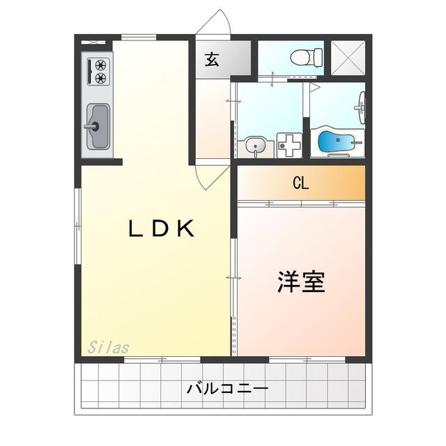 高師浜シーサイドマンションIII(1LDK/2階)の間取り写真