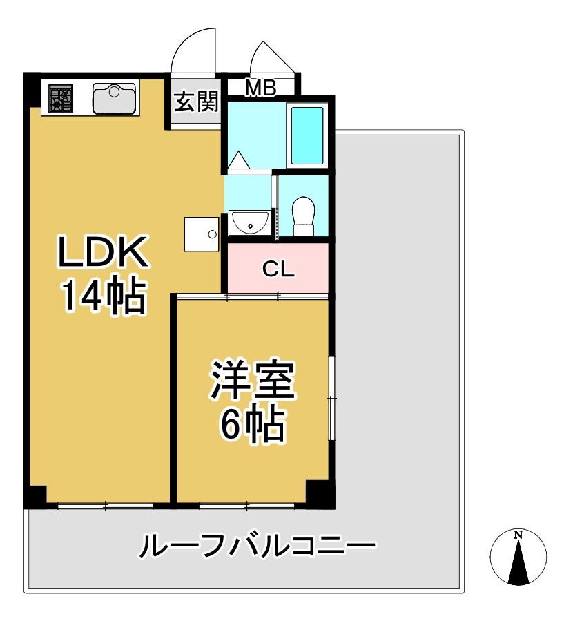サン宮本ハイツ(1LDK/7階)の間取り写真