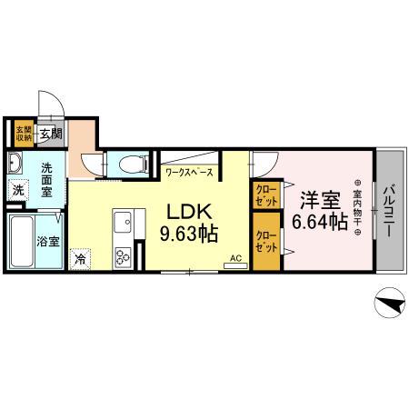 アーバンコートツマダ(1LDK/3階)の間取り写真