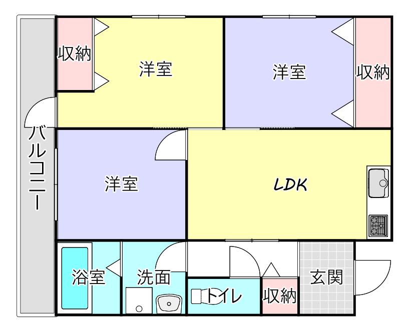 スカイコート(3LDK/3階)の間取り写真