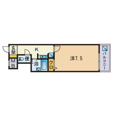 ドリーム博多(1K/2階)の間取り写真